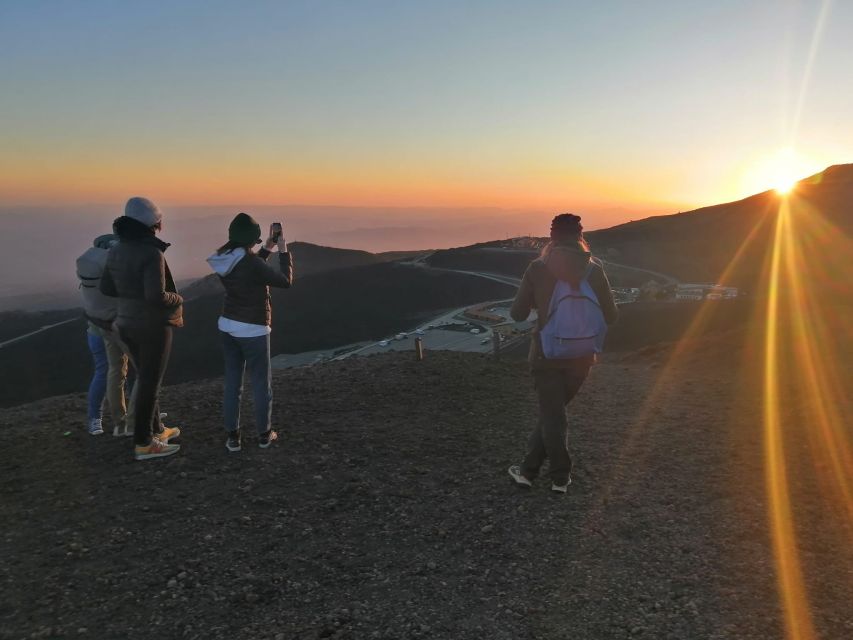 Etna excursions at sunset ancient craters and lava flows - Stop 1: extinct side craters and that early Etna education