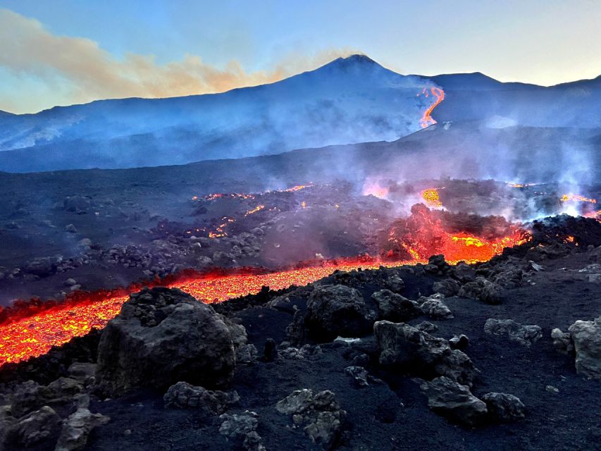 Mount Etna: Summit Trekking Tour - Picnic time and the descent setup: sand gullies and Pizzi Deneri views