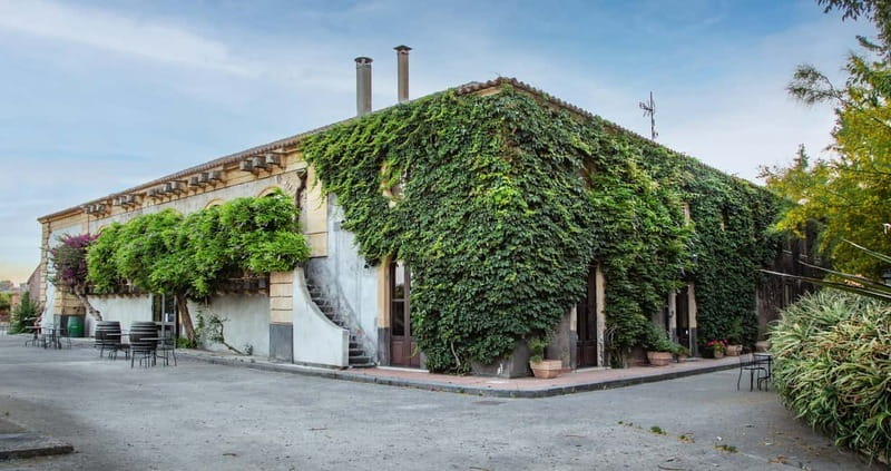 Sicilian Soul: Winery Tour, Wine & Food Tasting in Catania - Historic palmento walls vs. garden tables